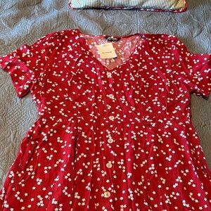BloomChic Red and White Floral Dress